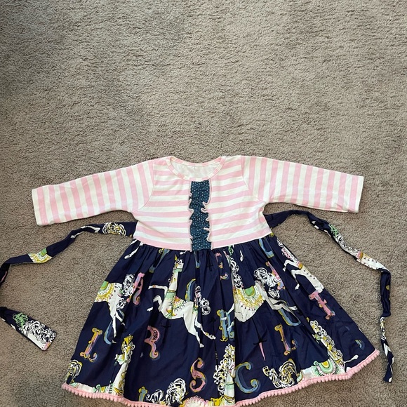 Olive Mae Pink and Navy Carousel Dress - Picture 1 of 5